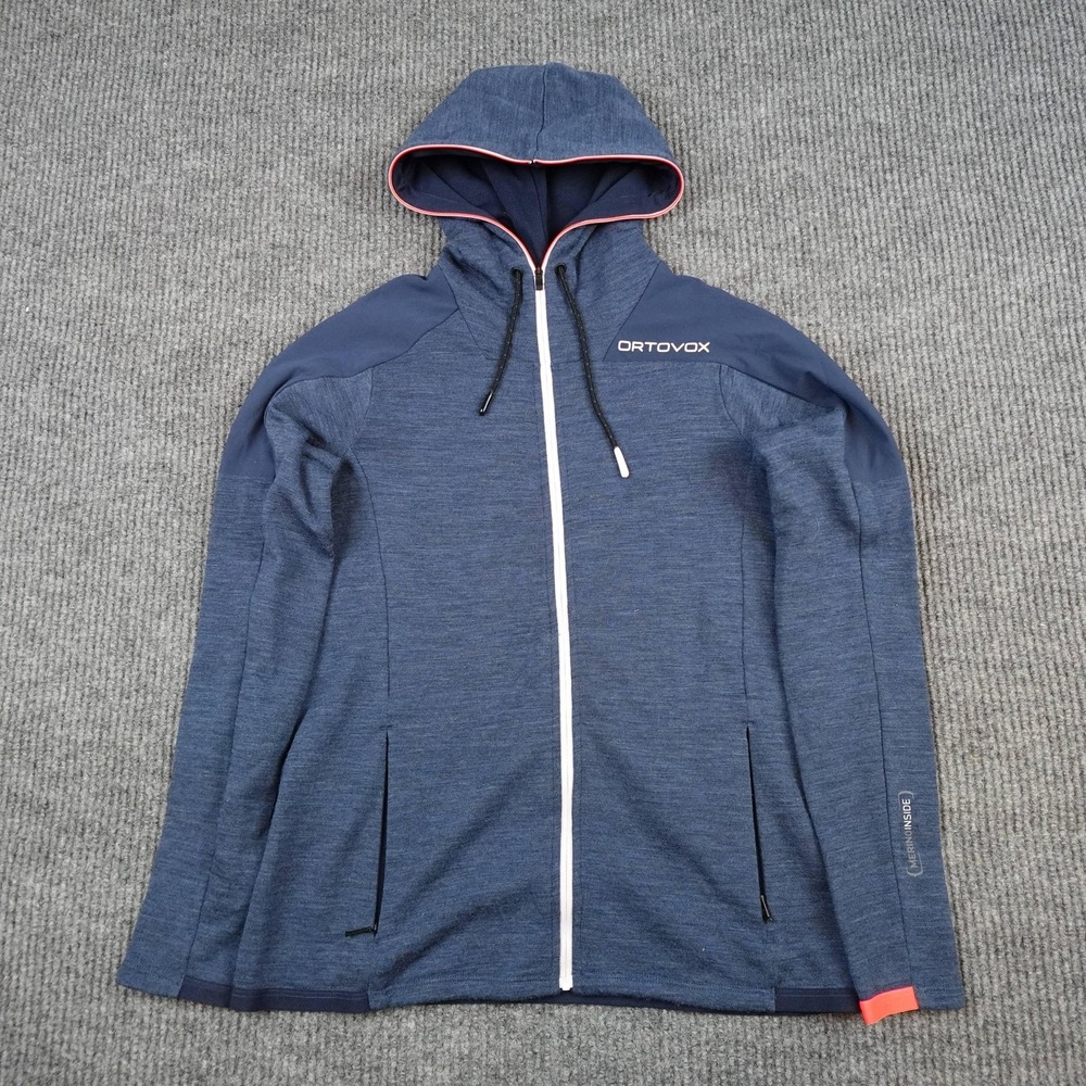 Ortovox Hoodie Womens Small Blue Merino Inside Full Zip Fleece Hiking Jacket